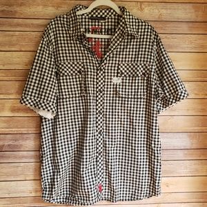 ROCAWEAR XL Black/White Gingham Men's Shirt EUC